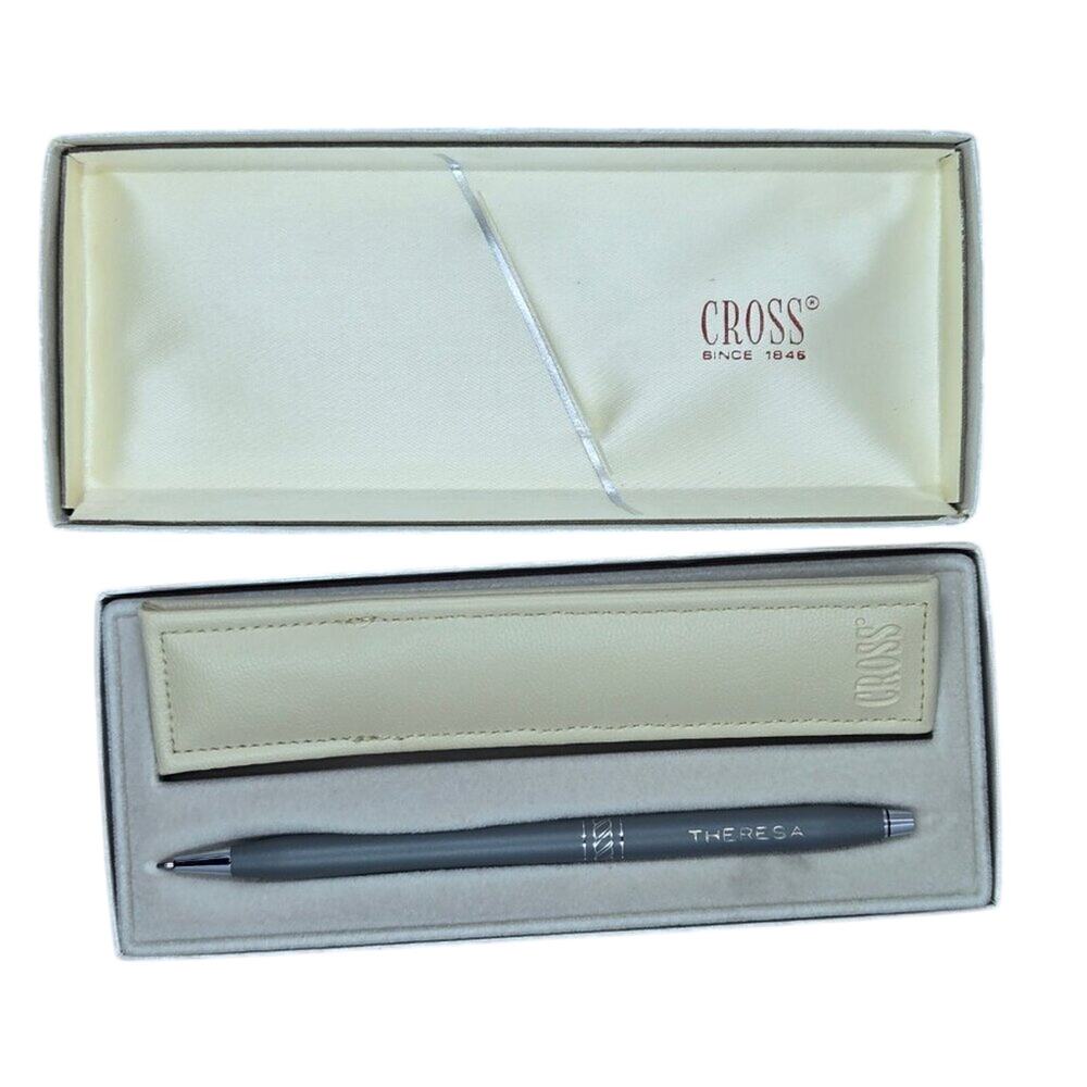 Vintage Cross Ballpoint Pen in Gray/Gunmetal with Engraving "Theresa"